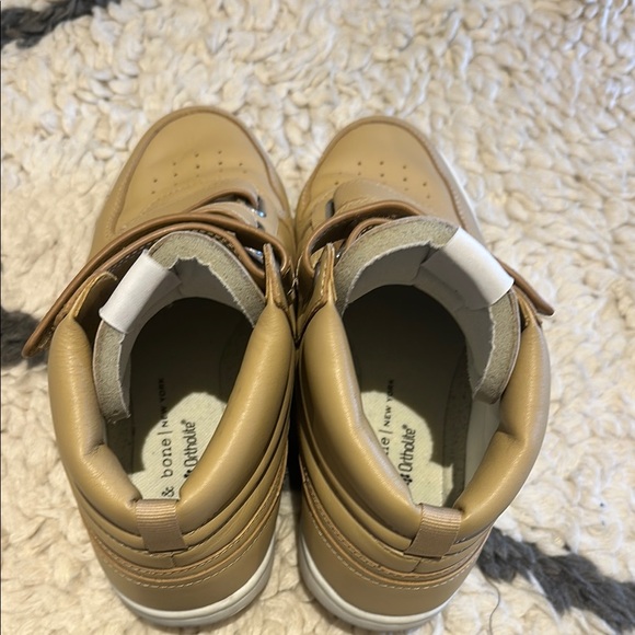 Rag & Bone - Retro Court Strap Leather Tan High Top Sneakers - Picture 6 of 9